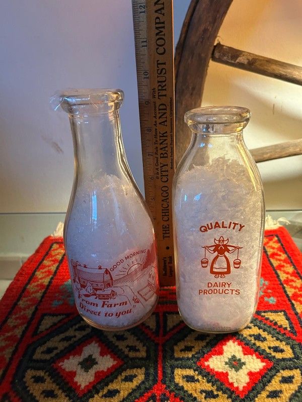 ADORNO ANTIGUO DISEÑO BOTELLA DE CRISTAL DE LECHE
