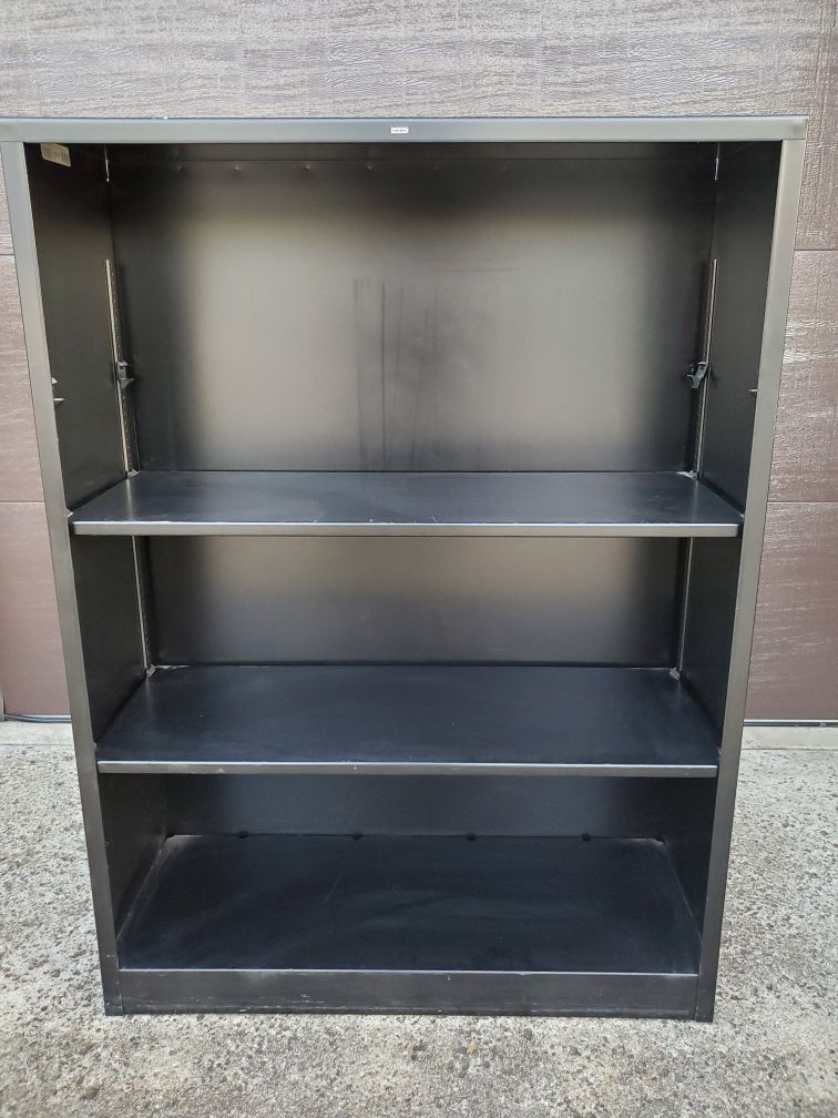 HON Metal Bookcase - 3-Shelf Bookcase, 34-1/2" W x 13" D x 47" H, Color: Black