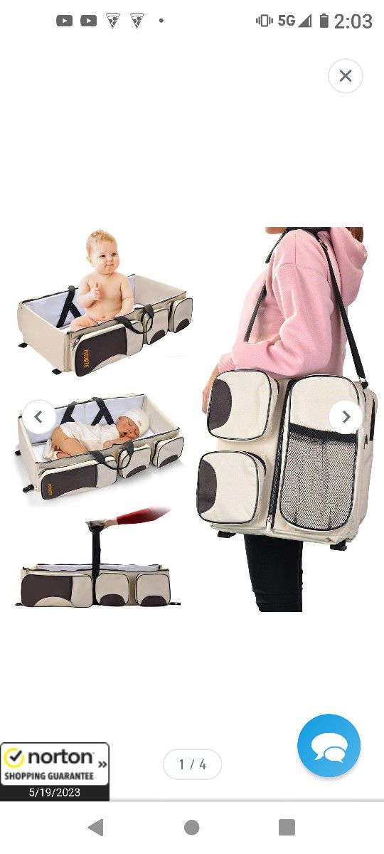 Color Blue Foldable 3-in-1 Tote Bag Baby Bed Changing