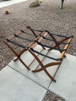  Set of 2 Wooden Folding Luggage Racks – Hotel Style