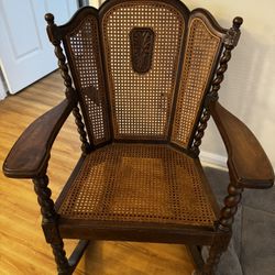 Vintage Victorian Rocking Caned Chair