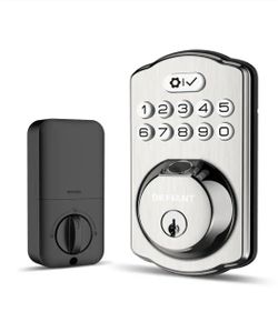 DEFIANT Electronic Deadbolt, Keyless Door Entry Biometric Fingerprint Keypad Satin Nickel New