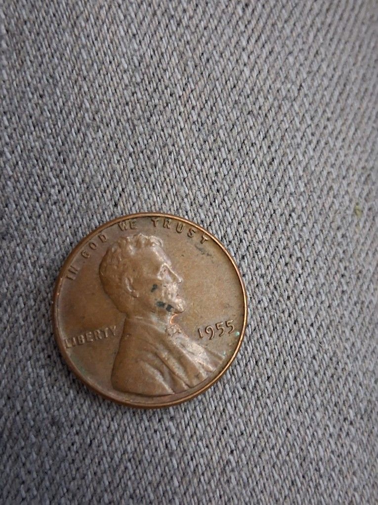 1955 No Mint Mark Wheat Penny With L On The Ridge