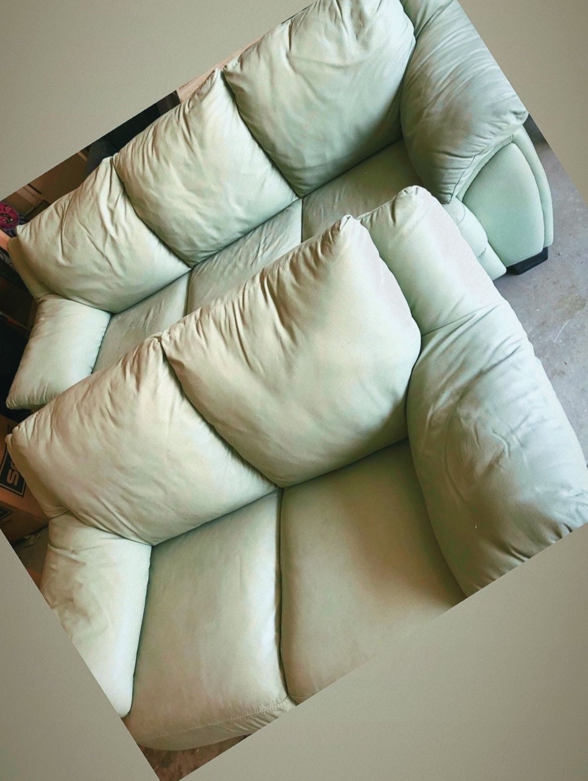 Elegant Mint Sofa & Loveseat Set – Gently Used, Good Condition!
