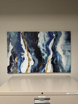 Beautiful Blue And Gold Abstract Canvas