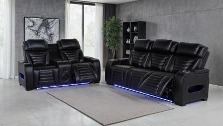 New 2PC Livingroom set with Power Reclining Sofa and Power Reclining Love Seat