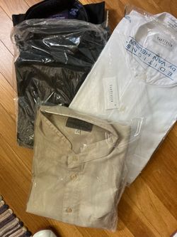 Vintage New Men’s Designer Nehru Collar Dress Shirts Size Large & XL EACH