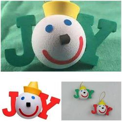 2 CHRISTMAS ORNAMENTS JACK IN THE BOX 'JOY' 2 Christmas Ornaments NIP 1 Red 1 Green Use as antenna balls or as Christmas Tree Ornaments *