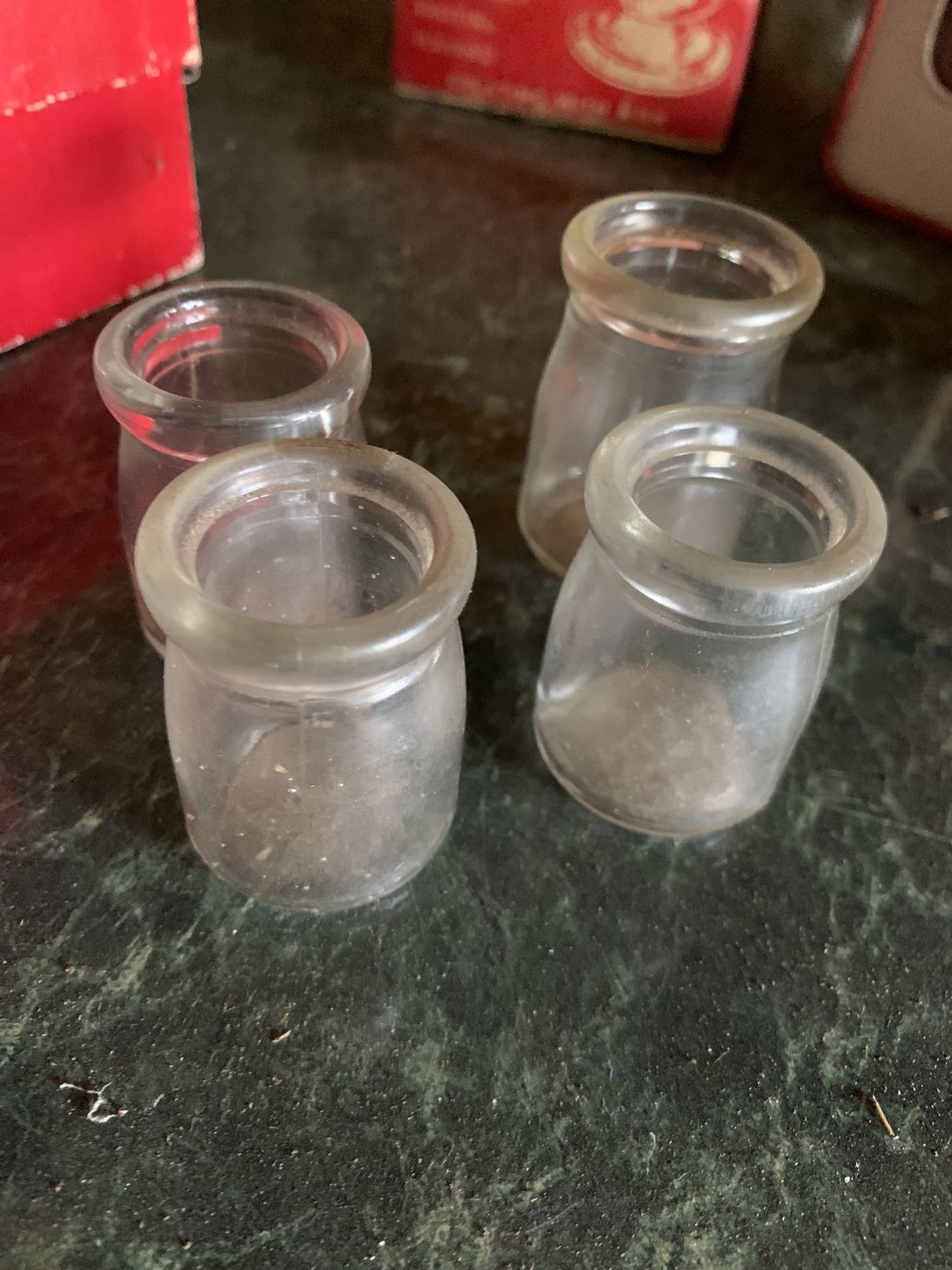 4 Vintage Glass Cream Milk Bottles