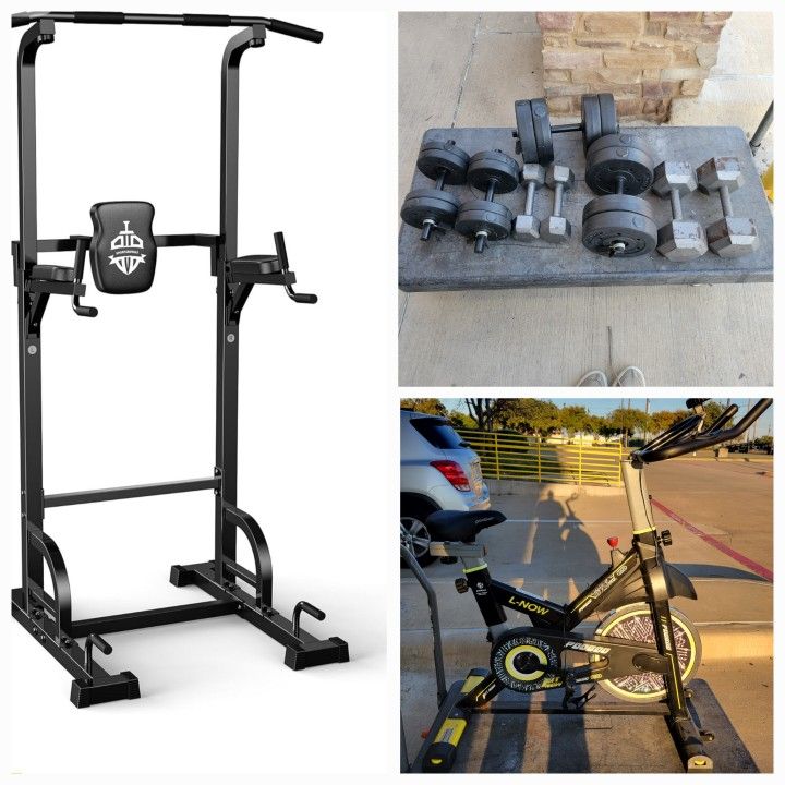 Exercise bike, Pull Up Tower, Weights. $200 Or Best Offer