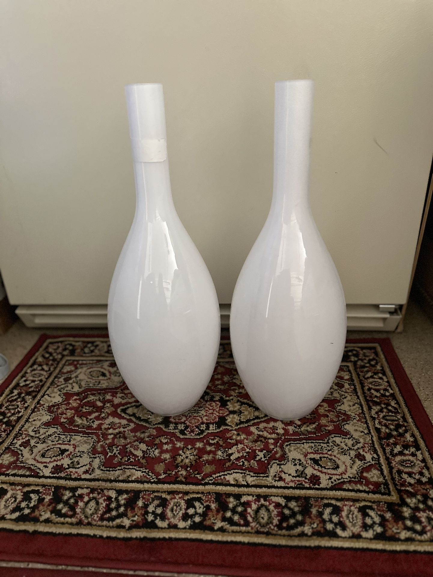 Two Foot White art Deco Vases