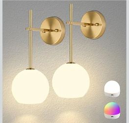 2 PK Gold Rechargeable Wall Scone Lights