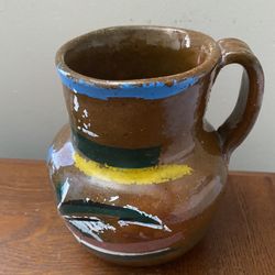 Aztec Style Pitcher Jug Vase Planter 6” Tall