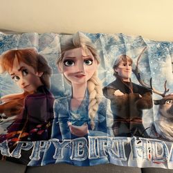 Frozen Elsa Birthday Party Back Drop 