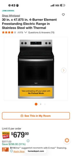new whirlpool stove