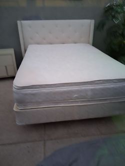 $280 used queen-size bed (beige). Includes