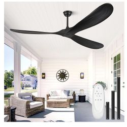 Haipeel 72 Inch Wood Ceiling Fan no Light, Large Ceiling Fans without Lights and Remote Control, Modern Black Indoor Outdoor Ceiling Fan no Light Prop