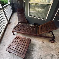 Outdoor Wood Chaise Lounge Set with table