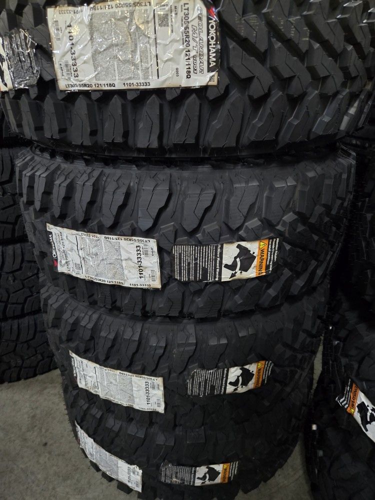 (4) 305/55r20 Yokohama M/T Tires 305 55 20 Inch MT 33 Inch 10-ply LT E Rated