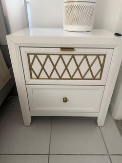 Used White & Gold Nightstand