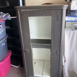 Antique Medicine Cabinet Very Very Old With Wheels