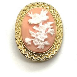  Vintage Floral Cameo Brooch
