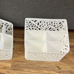 (2) White Cosmetic /Pencil Organizers | 5 Compartments | White 