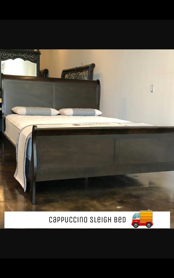 Queen Cappuccino Sleigh Bed With Mattress And Free Delivery Queen Cappuccino Sleigh Bed With Mattress And Free Delivery Furniture In Dallas Tx Offerup