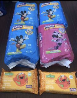 4 Huggies Pull up (Size 4T-5 T) + 2 Sesame Street Baby Wipe (2x 72 ct = 144 total) $40