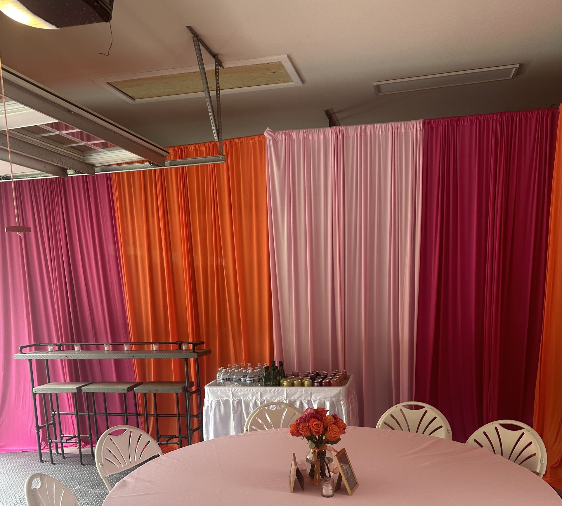 Pink/Orange Event Linens And Decor