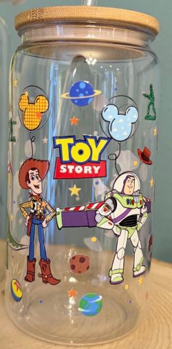 Toy Story  Glass Cup w/straw