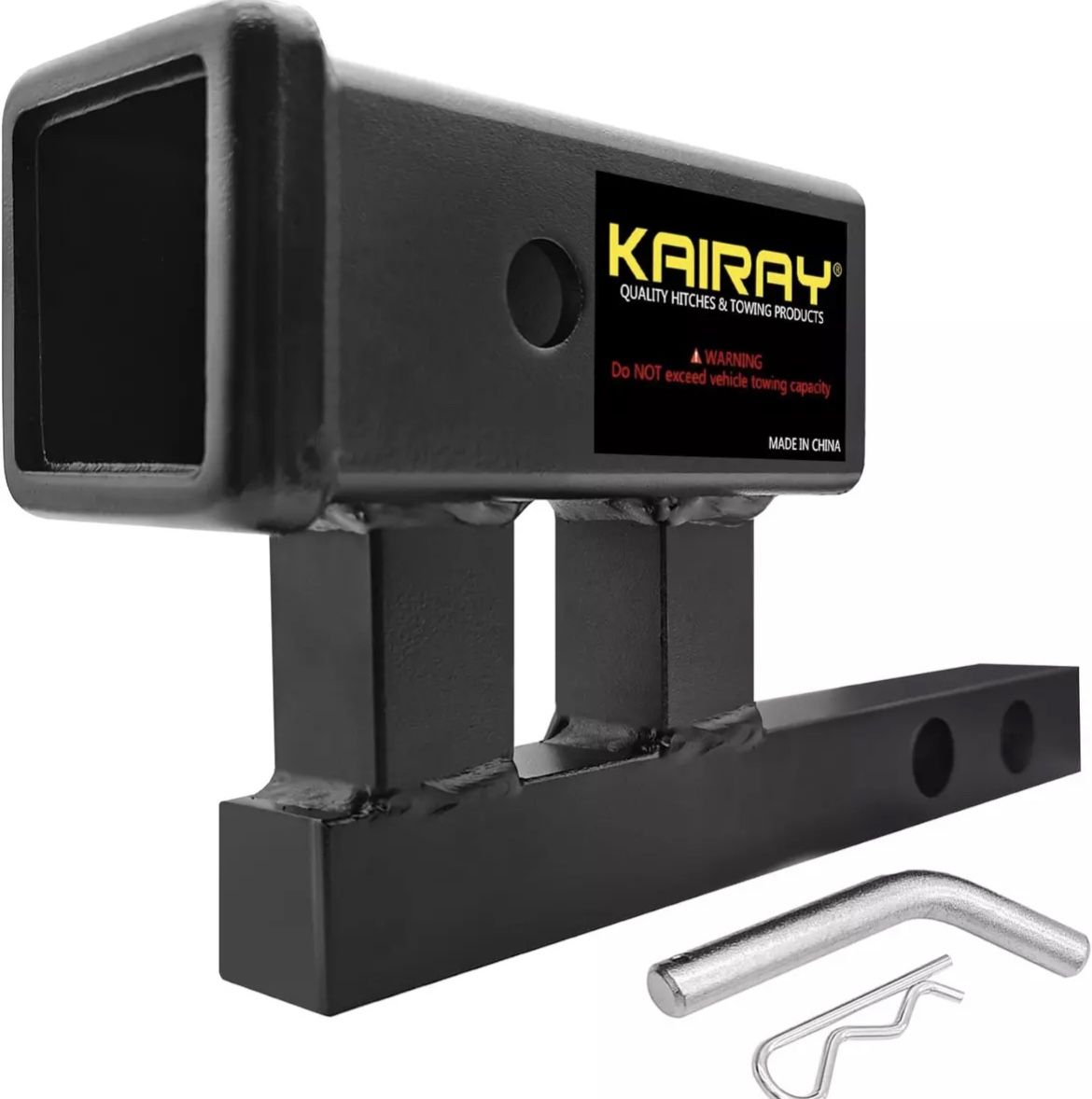 KAIRAY 1-1/4 inch to 2 inch Hitch Adapter Trailer Hitch Extension Riser with 4