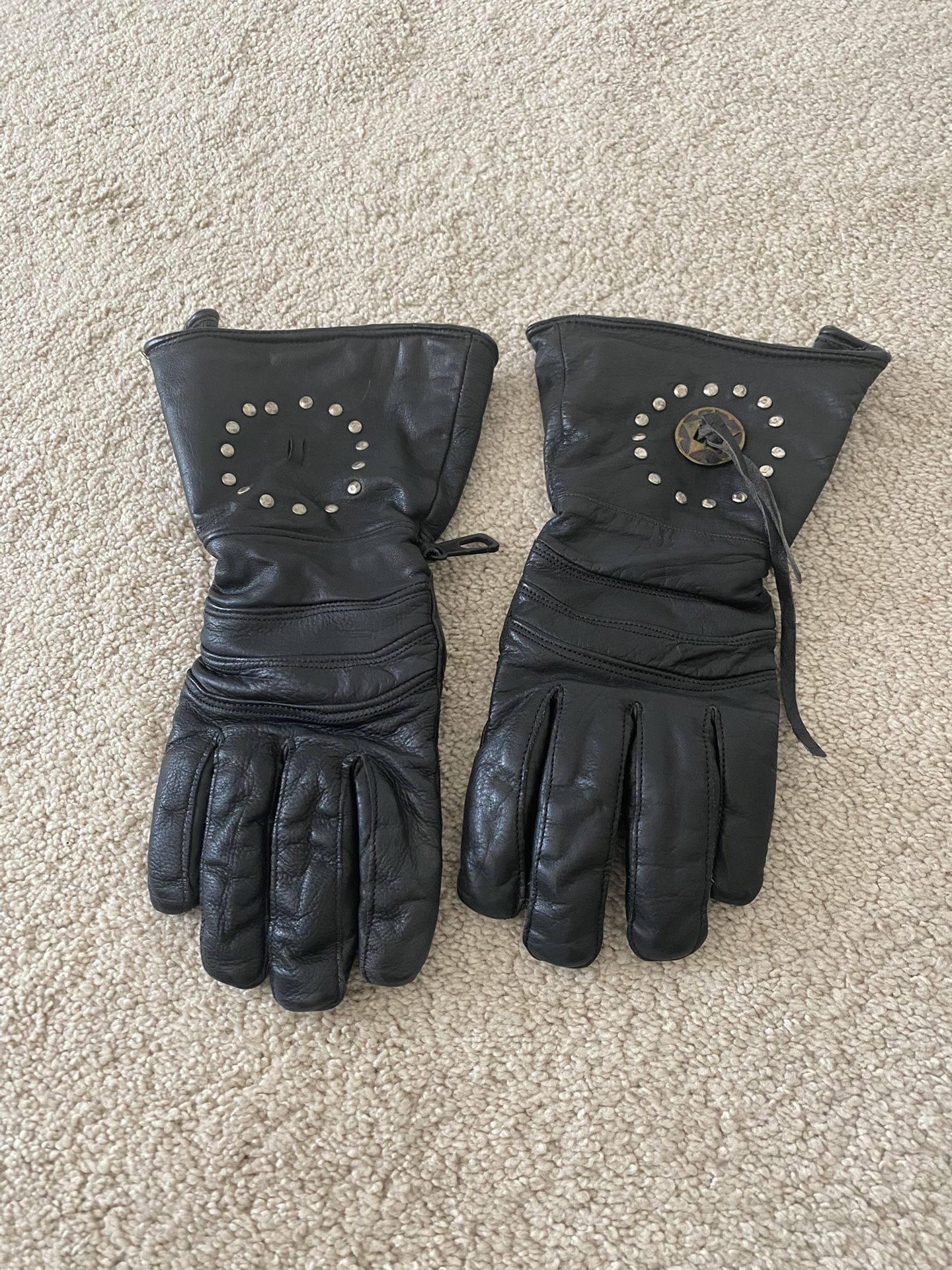High rise motorcycle gloves, size small