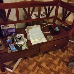 All Wooden Bench With Two Drawers 