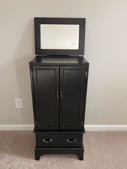 Stand Up Wooden Jewelry Armoire/Organizer with Mirror