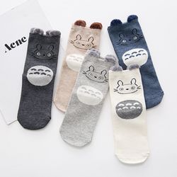 5 Pairs Long Totoro Socks, Women One Size 6-10 Socks