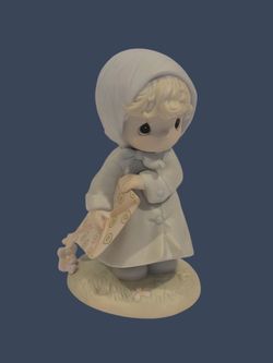 Precious Moments Porcelain Figurine – "March" (Calendar Girl Series)