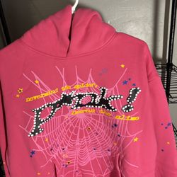 Sp5der Hoodie Pink Size Medium
