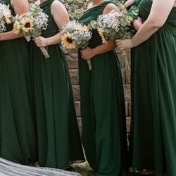 Forest Green Bridesmaid Dress/formal Dress One Shoulder