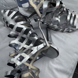 Silvery Worn In Silver Heels  Size 7