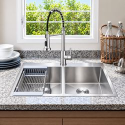 33 in x 22 in Double Bowl Sink