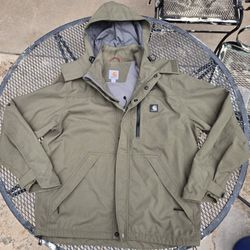 CARHARTT MENS Medium Shoreline Waterproof Breathable Jacket
Style #
J162  With Detachable Hood Olive Green