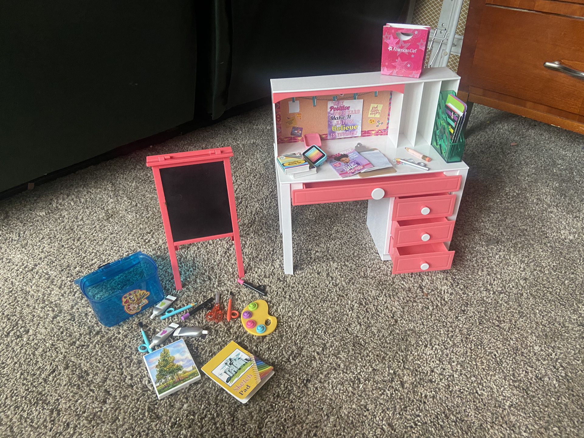 18” Doll Desk And Art Accessories
