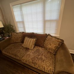 Elegant Cream/Brown Living Room Suit 