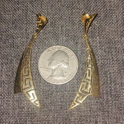 14k Gold Dangle Earring $250 Greek Key Design