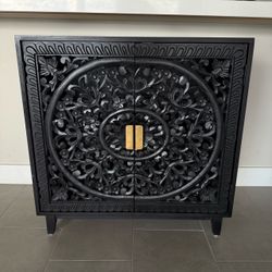 Black Accent Cabinet w/ glassware