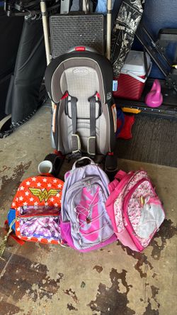 Car seat/ 3 backpacks
