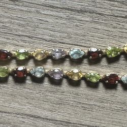14kt Gold Multi Gem Bracelet 8”