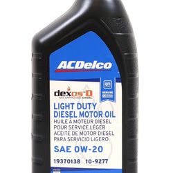 AC Delco DexosD 0W-20 Light Duty Diesel Engine Oil 3.0 Duramax 