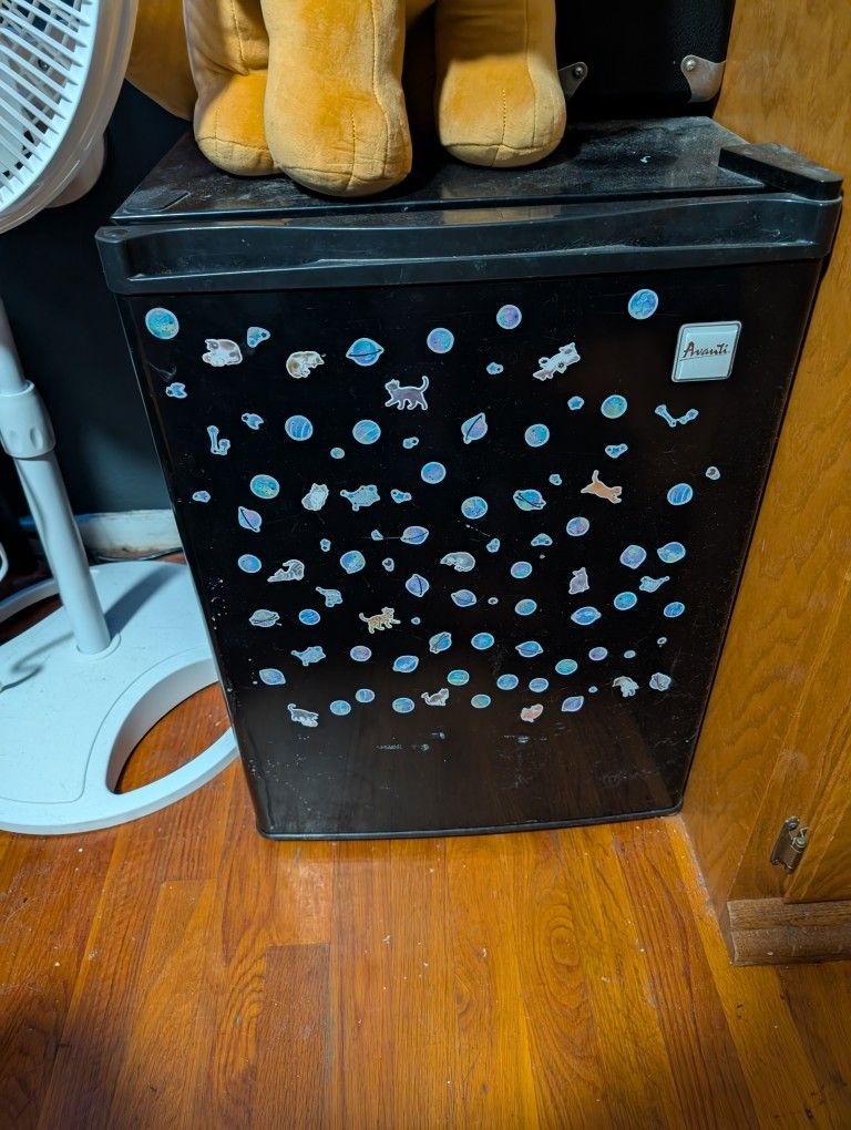 Mini Fridge With Cat Stickers